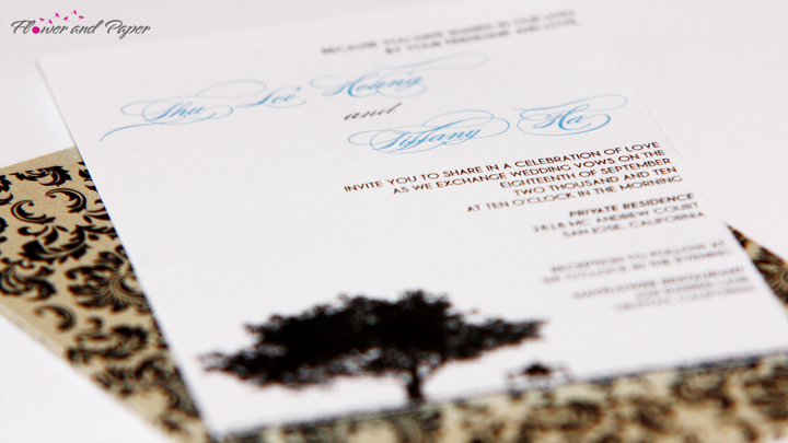 A modern chic wedding invitation for a perfectly assembled Tiffany inspired